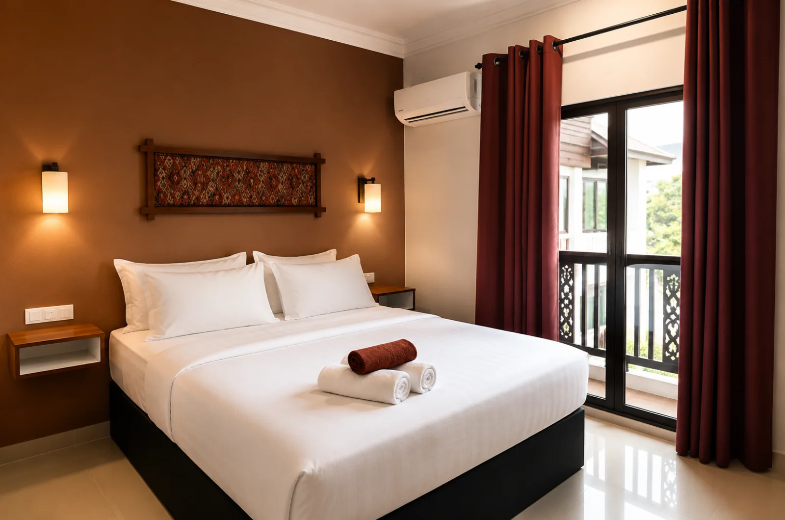 Bilik standard queen dengan meja dan ruang duduk di Villa Wanie Inn